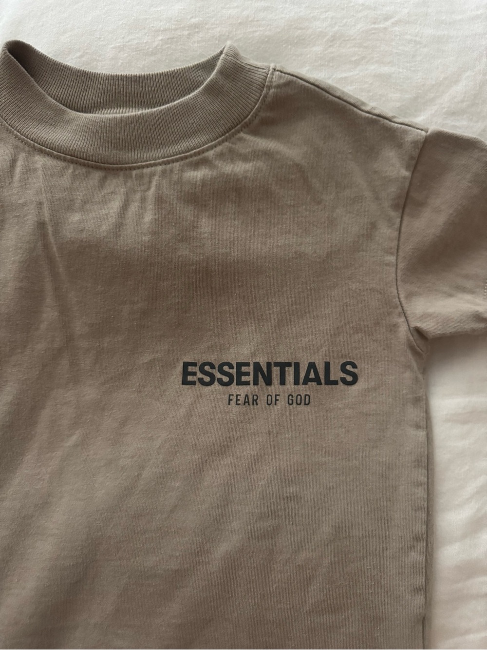 Essentials Kids Short Sleeve Tee in Taupe with Black Logo